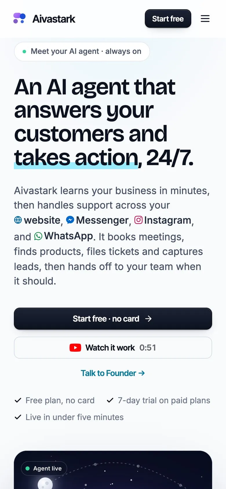 Aivastark landing page on a phone.
